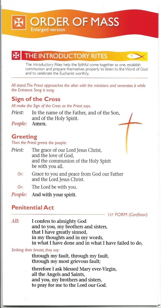 Order of Mass Card (Enlarged version - Full colour / laminated)