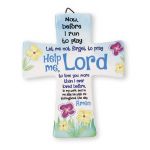 'Help me Lord' - Boy Glazed Porcelain Cross