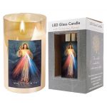 LED Glass Candle: Divine Mercy (CBC86741)