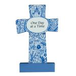 Wooden Message Cross: One Day at a Time 3 1/2'' (CBC12542)