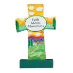 Wooden Message Cross: Faith Moves Mountains 3 1/2'' (CBC12544)