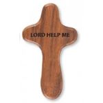 Wooden Holding Cross with Engraved Prayer: Lord Help Me