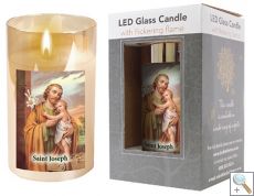 LED Glass Candle: St Joseph (CBC86744) 
