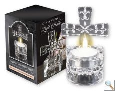 Glass Cross Tea Light Holder/ Water Font (CBC87825)