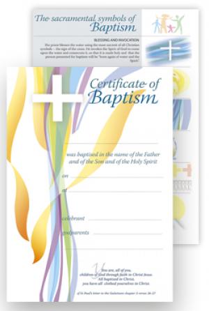 Certificate - Baptism 3/Pack 25