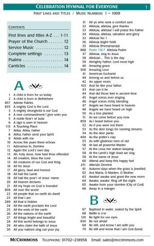 01 Download - Celebration Hymnal for Everyone Hymn listing (PDF)