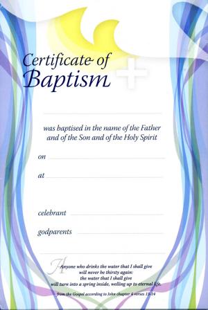 Certificate - Baptism 4/ Pack 25