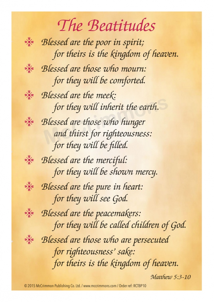The Beatitudes Cards Pack Of 10 A5 