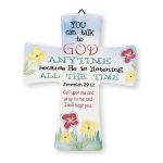 'You can talk to God'  Glazed Porcelain Cross
