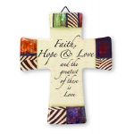 'Faith, Hope & Love' Glazed Porcelain Cross