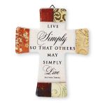 'Live Simply' Glazed Porcelain Cross