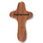 Wooden Holding Cross with Engraved Prayer: Friendship