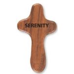 Wooden Holding Cross with Engraved Prayer: Serenity
