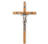Crucifix in Beech Wood with Metal Corpus