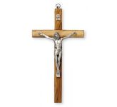 Olive Wood Crucifix with Metal Corpus