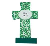 Wooden Message Cross: Time Heals 3 1/2''