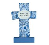 Wooden Message Cross: One Day at a Time 3 1/2''