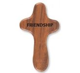 Wooden Holding Cross with Engraved Prayer: Friendship