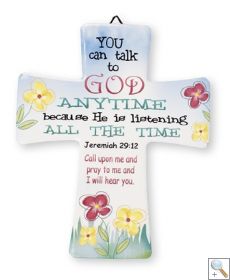 'You can talk to God' Glazed Porcelain Cross