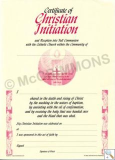 Certificate - Christian Initiation of Adults (RCIA)