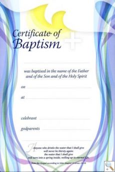 Certificate - Baptism (BAPT4) 