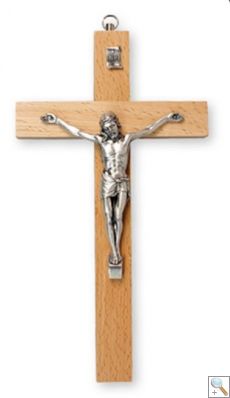 Crucifix in Pear Wood with Metal Corpus