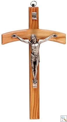 Olive Wood Crucifix with Metal Corpus