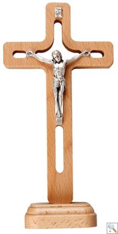 Beech Wood Standing Crucifix 6 1/2