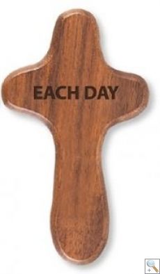 Wooden Holding Cross with Engraved Prayer: Each Day