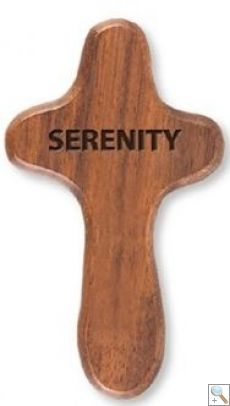 Wooden Holding Cross with Engraved Prayer: Serenity