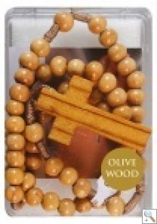 Olive Wood Bead Rosary (CBC62539)