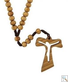 Olive Wood Tau Cross Rosary